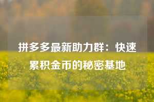 拼多多最新助力群：快速累积金币的秘密基地  第1张