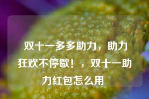  双十一多多助力，助力狂欢不停歇！，双十一助力红包怎么用 第1张