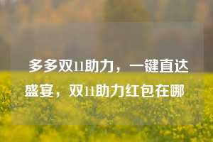  多多双11助力，一键直达盛宴，双11助力红包在哪 第1张