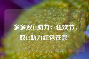  多多双11助力：狂欢节，双11助力红包在哪 第1张